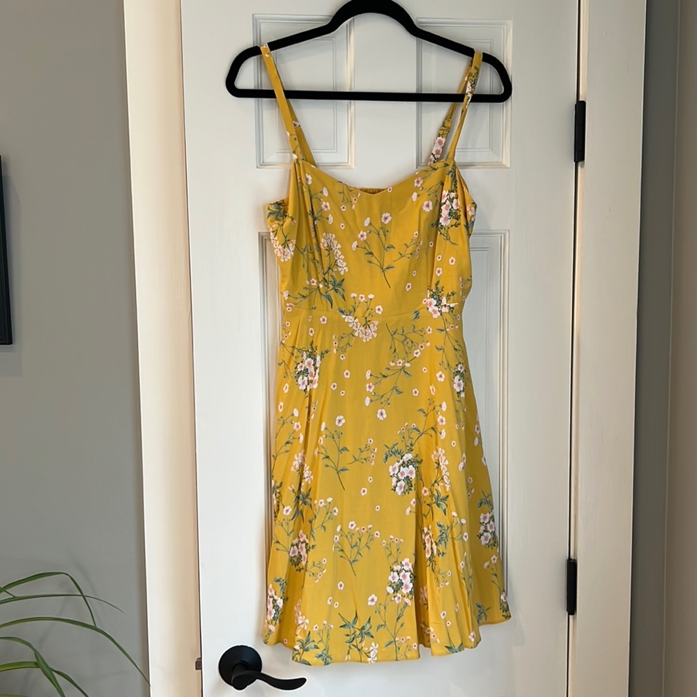 Yellow Floral Mini Cami Dress